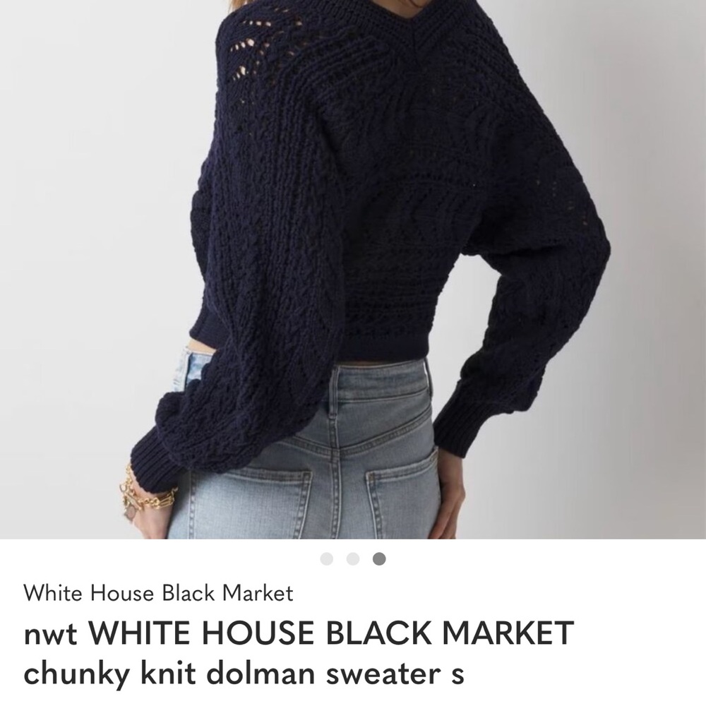 White House Black Market Deep Blue V-Neck Sweater - Picture 4 of 4